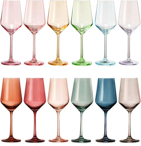 Miniatura 2 de Khen Copas de vino de cristal de colores, juego de 2, vasos de tallo grande de 12 onzas, ideales para todas las ocasiones y celebraciones Arándano