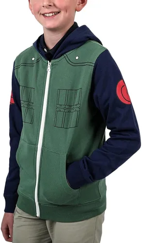 Miniatura 3 de Bioworld Naruto Anime Classic Kakashi Jonin - Sudadera con capucha para niños con cremallera Multicolor