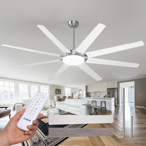 Miniatura 12 de Amico Ventiladores de techo de 64 pulgadas con luces, ventilador de techo grande con luz y control remoto, regulable, motor de CC silencioso
