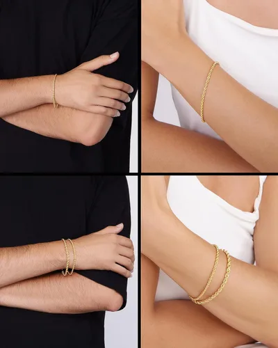 Miniatura 2 de Jewelry Atelier Colección de pulseras de cadena rellenas de oro Pulseras de cadena de cuerda rellenas de oro amarillo macizo de 14 quilates