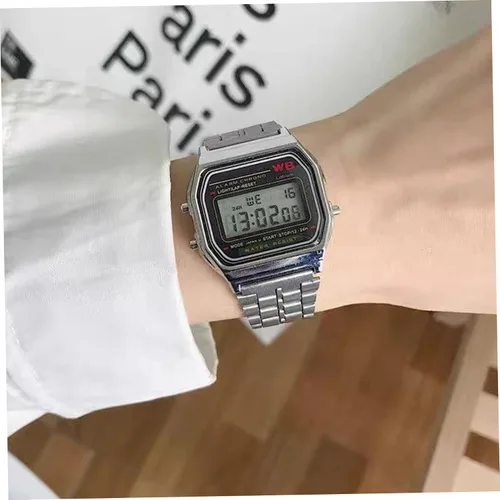 Miniatura 2 de Reloj digital, reloj deportivo LED F91W - Reloj electrónico ajustable con correa de acero para negocios