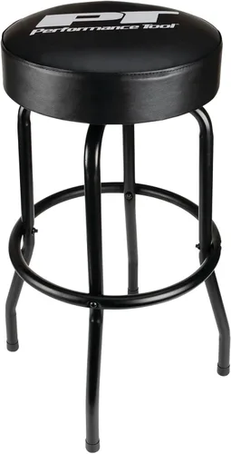 Miniatura 13 de Performance Tool W85011 Taburete de bar giratorio neumático con respaldo, giro de 360 grados, estructura de acero resistente, negro