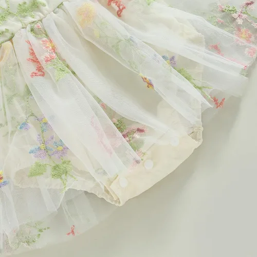 Miniatura 82 de Mameluco para bebés y niñas de 3, 6, 9, 12, 18 meses, enterizo de manga corta, fruncido, faldas y dobladillo, diadema