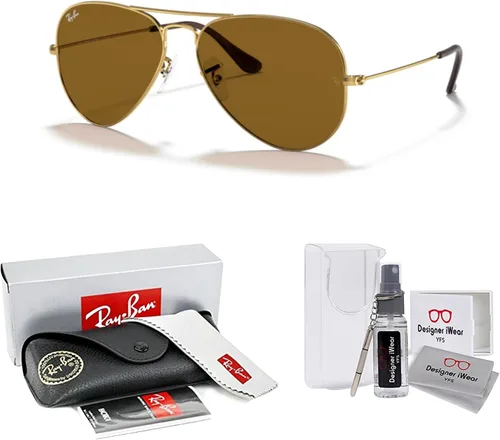 Miniatura 79 de Ray-Ban RB3025 - Lentes de sol de aviador de metal para hombre y mujer + paquete con kit de cuidado de gafas iWear de diseñador
