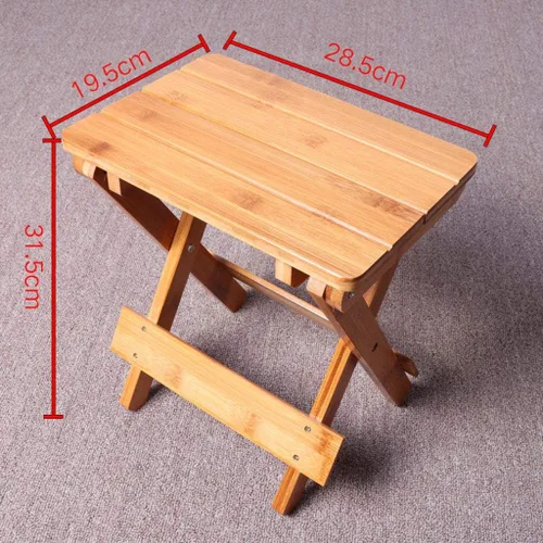 Miniatura 2 de Taburete plegable de madera de bambú, taburete portátil para el hogar, multifuncional, para baño, sala de estar, dormitorio, lavandería o pesca