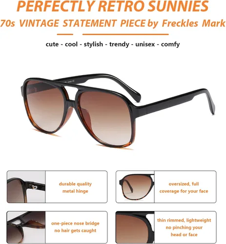 Miniatura 5 de Lentes de sol vintage retro de los años 70 para mujer y hombre montura clásica cuadrada y grande estilo aviador lentes naranjas de moda UV400