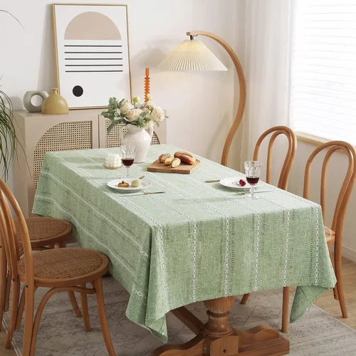 Miniatura 3 de Chassic - Manteles de lino estilo granja de 60 x 120 pulgadas, paños de mesa para comedor resistentes a las arrugas y lavables para mesas Hemstitch