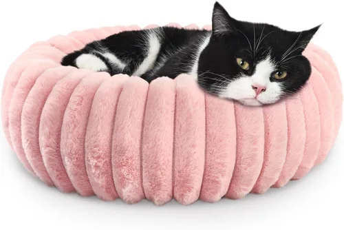 Miniatura 7 de Camas rosadas para cachorros pequeños y gatitos, lavables, suaves y cómodas, cama para perros con lados para gatos de interior, cama redonda