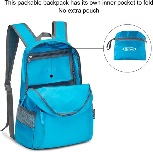 Miniatura 5 de G4Free Ultra Ligero plegable Mochila Senderismo bolsa de diario, práctico plegable camping al aire libre mochila A-azul