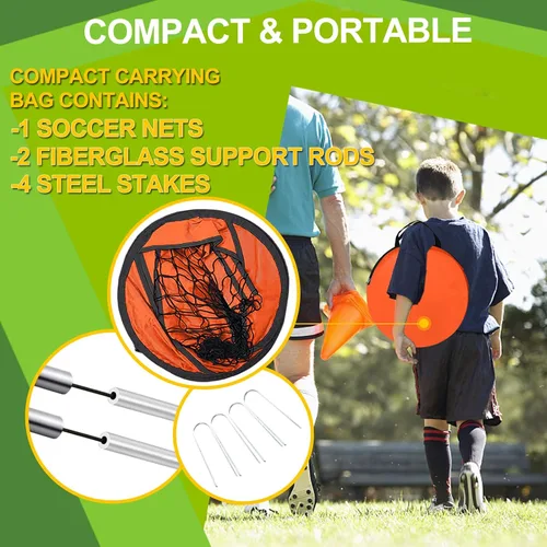 Miniatura 6 de EVERRUSH Porterías de Fútbol Desplegables con Redes para Patio Trasero Playa Entrenamiento de Fútbol Mini Portátil Plegable Ligera