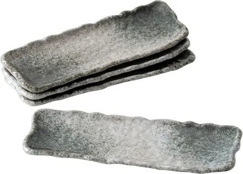 Uaral Plato de sushi platos japoneses para servir sushi, juego de platos de sushi de cerámica, juego de 4, 12.5 pulgadas (verde esmeralda)