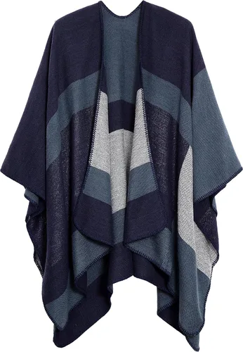 Miniatura 101 de Urban CoCo Poncho de colores para mujer, chal con frente abierto, color en bloques