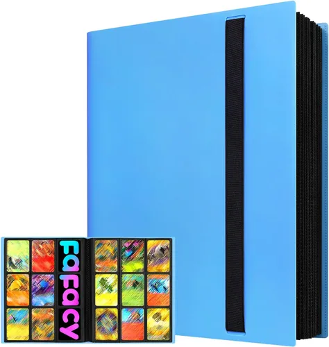 Miniatura 15 de Carpeta de tarjetas coleccionables de 9 bolsillos, carpeta de colección deportiva de alta calidad, libro de tarjetas con fundas de carga lateral