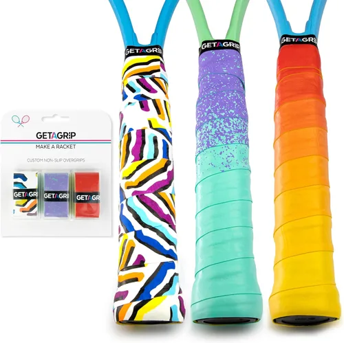 Miniatura 20 de Get A Grip - Grip personalizado para raqueta de tenis - Agarre antideslizante/de secado rápido para tenis - Grip precortado para raqueta de Pack