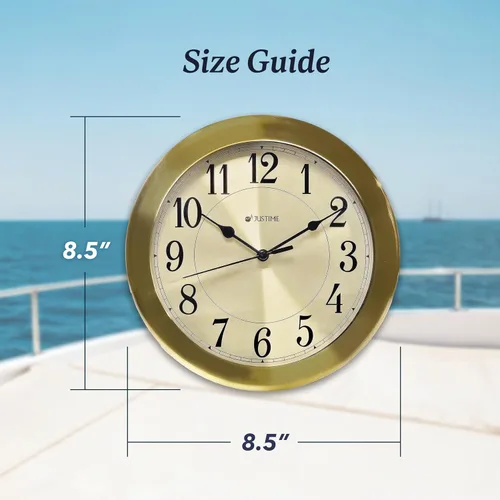 Miniatura 6 de JUSTIME Reloj de pared resistente al agua de 8.5 pulgadas para baño, cocina, barco, caravana, silencioso, sin tictac, funciona con pilas, montaje