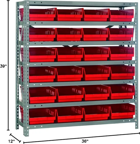 Miniatura 473 de Quantum QSBU-245BK Heavy Duty Shelving Unit with (7) Shelves and (24) QUS245 Black Bins for Garage Warehouse Storage Distribution 400 lb Load