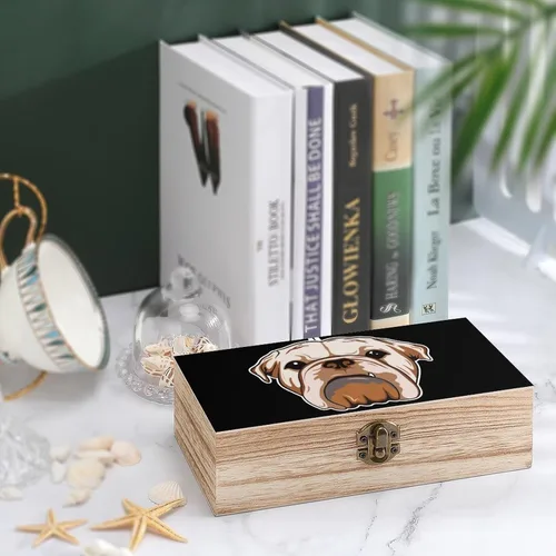 Miniatura 4 de Bonita caja de madera de Bulldog Inglés con tapa con bisagras, caja de recuerdo, caja de contenedor pequeño, regalo para joyería y almacenamiento