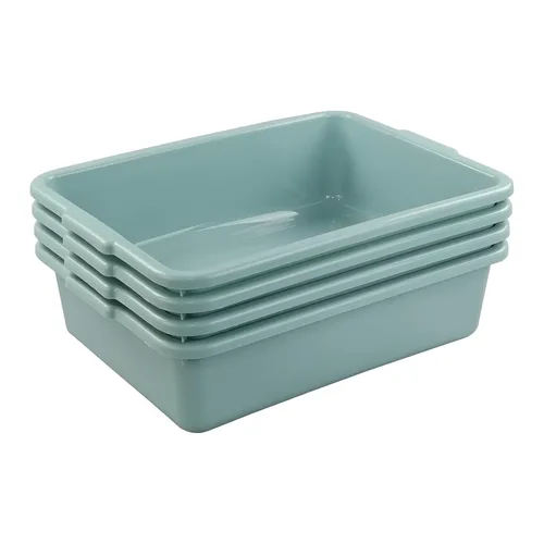 Xyskin Tinas de autobús comerciales de plástico de 13 L, caja de autobús grande para uso general, verde, paquete de 4 Verde menta