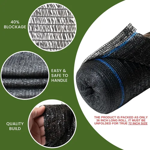 Miniatura 4 de 40% 6' x 100 pies rollo de tela de sombra con ojales, protección solar, red resistente a los rayos UV para jardín, invernadero, flores, plantas