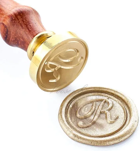 Miniatura 2 de VOOSEYHOME - Sello de cera, letra inicial escrita a mano con mango de palisandro, decoración en invitaciones, sobres de correo, tarjetas, libros