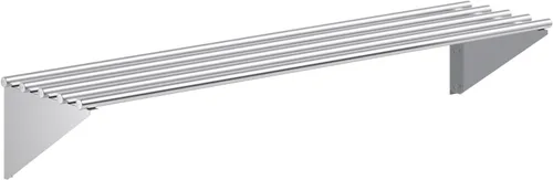 Miniatura 8 de Estante tubular de pared de acero inoxidable de alta calidad, 14 pulgadas de profundidad x 48 pulgadas de largo, certificado NSF, estante de pared