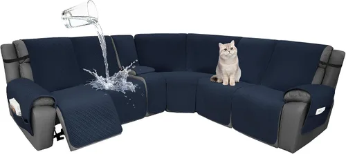Miniatura 31 de Fundas de terciopelo 10% impermeables para sofá modular reclinable en forma de L, 1 pieza, fundas acolchadas para sofá reclinable esquinero, juego