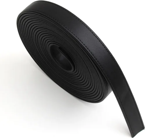 Miniatura 6 de lalatia Correas de cuero sintético cosidas para manualidades, tiras de cuero con costuras de 1/2 pulgada de ancho, 2 yardas de largo, color negro