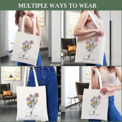 Miniatura 5 de Andeiltech - Bolsa de lona para mujer, con diseño de gato bonito y estética, bolsas reutilizables para compras y comestibles, con bolsillo