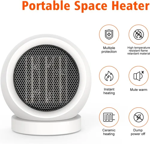 Miniatura 3 de Calentador de escritorio, calentador de escritorio de 600 W de eficiencia energética para uso en interiores, seguro y silencioso para dormitorio