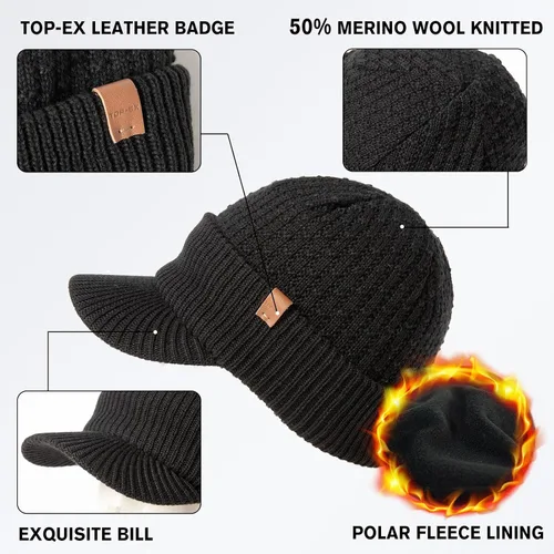 Miniatura 5 de LXLXXL 50% lana merinolana impermeable todo tipo de clima gorro forro polar