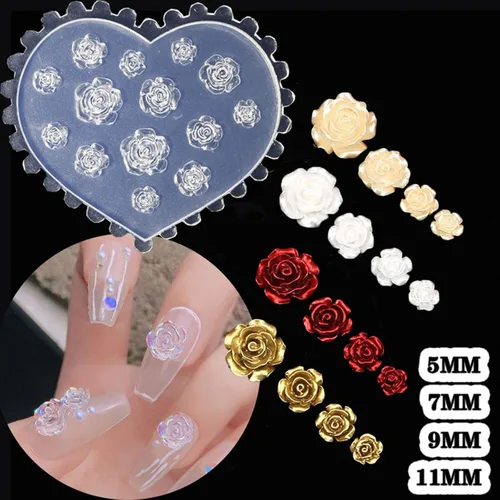 Miniatura 4 de appuivbt Moldes de decoración de uñas de resina de flor de rosa 3D, molde de tallado de uñas de silicona, plantillas de arte de uñas