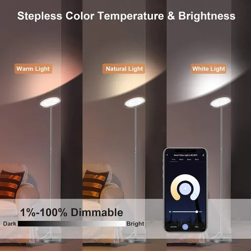 Miniatura 2 de LEPOWER Lámpara de pie brillante con 16 millones de opciones de color, control táctil y compatible con Alexa, Goolge Home, lámpara de pie regulable