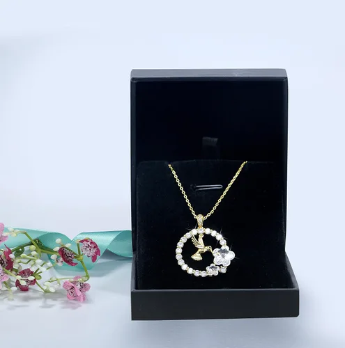 Miniatura 6 de Sllaiss Collar con colgante de colibrí chapado en oro de 18 quilates para mujer collar de animales cristales de Austria regalo de joyería