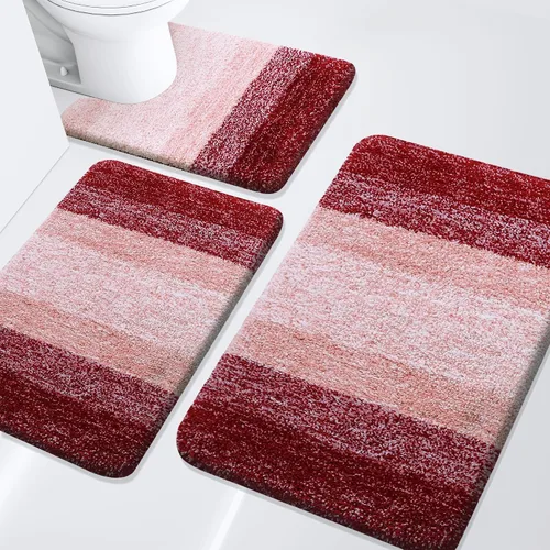 Miniatura 36 de Arotive - Juego de alfombras de baño de 3 piezas, alfombras de baño extra suaves y absorbentes, alfombrillas de baño lavables a máquina y que se