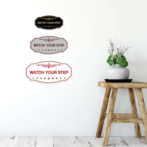 Miniatura 5 de Signs ByLITA Victorian Watch Your Step - Letrero de pared o puerta Material duradero y fácil instalación Señalización de seguridad (negro)
