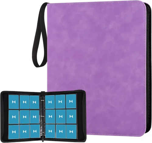 Miniatura 51 de GERMUN Carpeta de tarjetas de poliuretano, 16 bolsillos, carpetas de soporte premium para más de 1000 tarjetas, álbum de bolsillo de doble cara