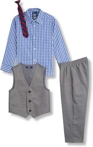 Miniatura 3 de IZOD Conjunto de 4 piezas para niños con camisa de vestir con cuello, corbata, chaleco y pantalones
