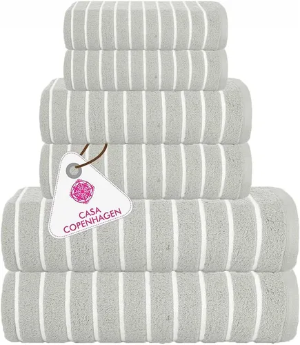 Miniatura 31 de CASA COPENHAGEN Solitaire Juego de 6 toallas - Negro, 600 GSM 2 toallas de baño 2 toallas de mano 2 toallitas, diseñadas en Dinamarca, hechas