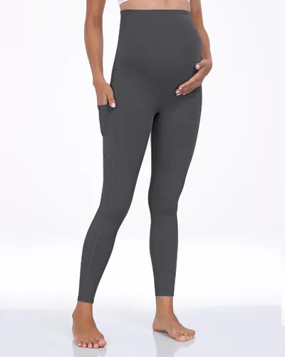 Miniatura 23 de WHOUARE Leggings de maternidad sobre el vientre con bolsillos para mujer, cintura alta, entrenamiento, pantalones de yoga