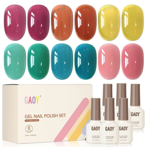 Miniatura 10 de GAOY Berry Collection - Esmalte de uñas en gel, color rosa intenso, borgoña, rojo, cereza y magenta, kit de esmalte de uñas para manicura de salón