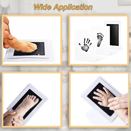 Miniatura 4 de Paquete de 2 almohadillas de tinta grandes sin tinta para manos y huellas, almohadilla de tinta Clean Touch para bebé y mascota