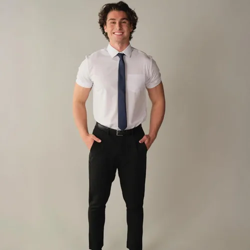 Miniatura 2 de &COLLAR Camisa de vestir de manga corta para hombre de alto rendimiento y ajuste atlético