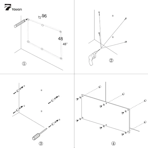 Miniatura 4 de TOWON Pizarra blanca de cristal de 6 x 4 pies, pizarra blanca magnética negra de borrado en seco de 72 x 48 pulgadas, pizarra de borrado en seco