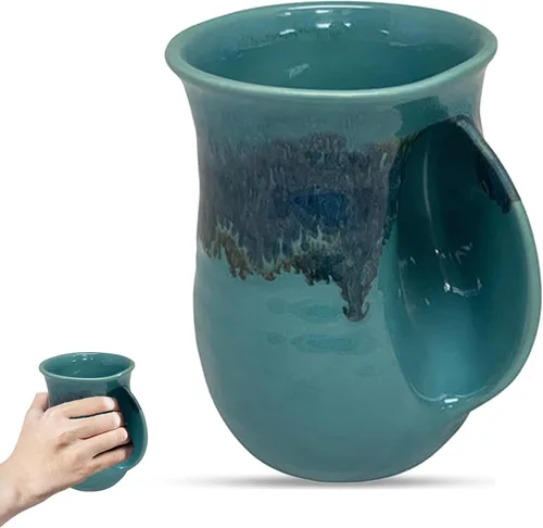 Miniatura 48 de Clay in Motion - Taza calentadora de manos para diestros, diseño Desert Sand
