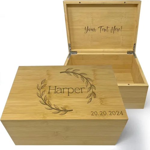 Miniatura 59 de Caja de madera grabada personalizada grande – Caja de recuerdo de madera de acacia con mensaje oculto personalizado, cajas de memoria de nogal