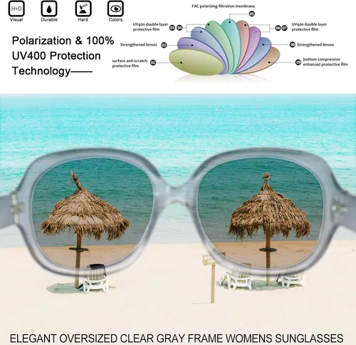 Miniatura 39 de Joopin Lentes de sol de gran tamaño para mujer, polarizados, grandes, para conducción, protección UV, grandes sombras