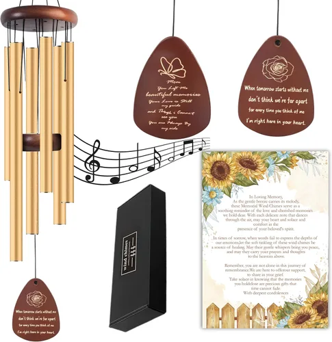 Miniatura 8 de WANSENCE Campanillas de viento conmemorativas para la pérdida de un ser querido - Campanillas de viento para exteriores, campanillas de viento