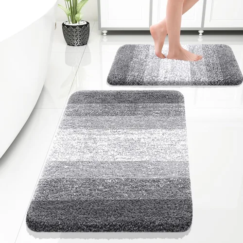 Miniatura 113 de OLANLY Juego de 2 alfombras de baño de microfibra suave y absorbente, antideslizantes, se pueden lavar y secar a máquina, alfombras de baño peludas