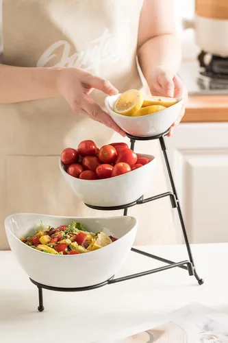 Miniatura 6 de LAUCHUH Plato de servir para entretenimiento, bandeja de servir de 3 niveles, juego de platos para servir chips y salsas ovalados para el día