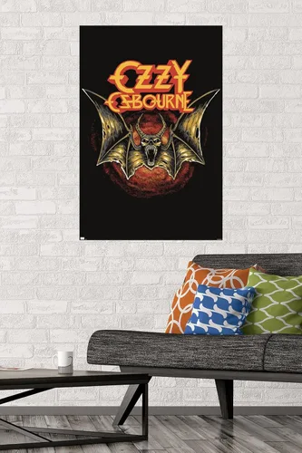 Miniatura 2 de Ozzy Osbourne - Póster de pared con logotipo de murciélago, 34 pulgadas de largo x 22.4 pulgadas de ancho, versión sin marco